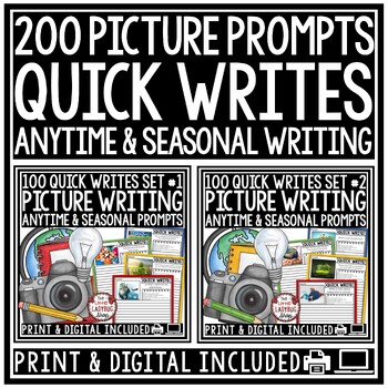 Preview of Daily Quick Writes Picture Writing Prompts Narrative Opinion Paragraph Writing