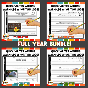 Preview of Daily Quick Writes Writing Activities Full Year Bundle!