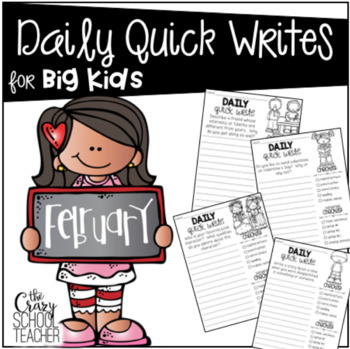 Preview of Daily Writing Prompts for February | Quick Writes for 2nd 3rd 4th grades