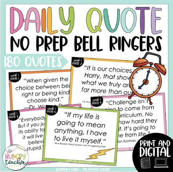Preview of Daily Quote Bell Ringers and Warm Ups for Upper Elementary and Middle School