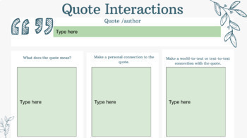 Preview of Daily Quote Interactions Semester Long Writing Practice
