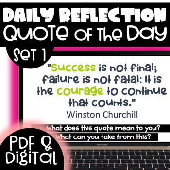 Preview of Daily Quote Quote of The Day Reflection | Morning Meeting and Bell Ringer Set 1