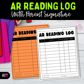 Preview of Daily Reading Checklist with Parent Signature - AR Reading Log