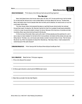 Daily Reading Comprehension, Grade 7, Weeks 1-5 | TpT