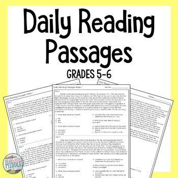 Preview of Daily Reading Comprehension Passages & Questions Context Clues