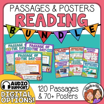Preview of Daily Reading Comprehension Passages with Reading Strategy Posters Bundle