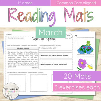 Preview of Daily Reading Comprehension, Questions, Story Sequencing Mats | MARCH 