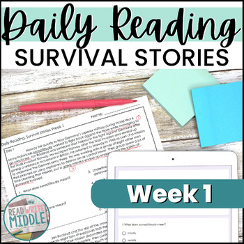 Preview of Daily Reading Context Clues Survival Stories Week 1