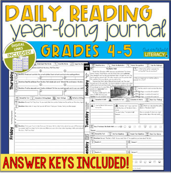 Preview of Daily Reading Journal - Grades 4 - 5
