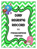 Daily Reading Log for Homework or Classwork + Metacognitiv