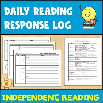 Preview of Daily Reading Log with Response Starters ESL ELL Friendly and Easel Option