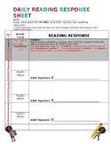 Daily Reading Log with Story Elements Cheat Sheet