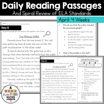Preview of Daily Reading Practice and A Spiral Review ELA Standards | April