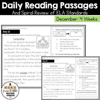 Preview of Daily Reading Practice and A Spiral Review ELA Standards | Nonfiction | December