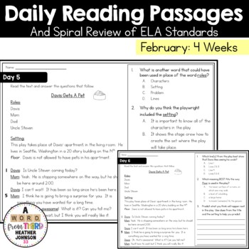 Preview of Daily Reading Practice and A Spiral Review ELA Standards February | Play Drama