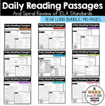 Preview of Daily Reading Practice and A Spiral Review of ELA Standards: Year Long Bundle