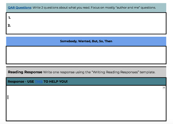 Preview of Daily Reading Response (Google Doc + Printable)