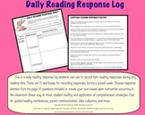 Daily Reading Response Log ~ CCSS aligned response questio