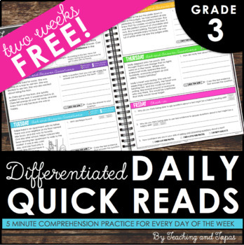 Preview of Daily Reading Warm-Ups {Differentiated} 3rd GRADE - FREEBIE!