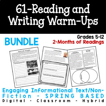 Preview of Daily Reading and Writing Warm-Up BUNDLE - 61 SPRING-Themed Reading + Questions