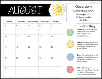 Daily Reflection Calendar ⭐️ Social Emotional Learning by 3rd Grade Charm