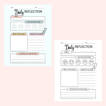 Daily Reflection Worksheet by CTE Family and Consumer Sciences | TPT