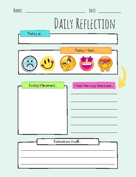 Daily Reflection Worksheet by Teach Grow Blossom | TPT