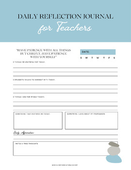 Preview of Daily Reflection Journal For Teachers