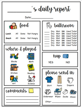 Preview of Daily Report (EDITABLE) for Preschool/Special Education Programs