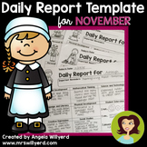 Daily Report Template Parent-Teacher Communication for November
