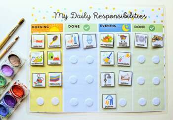 Preview of Daily Responsibilities Chart, Kids Chore Chart, Routine Visual schedule for kids