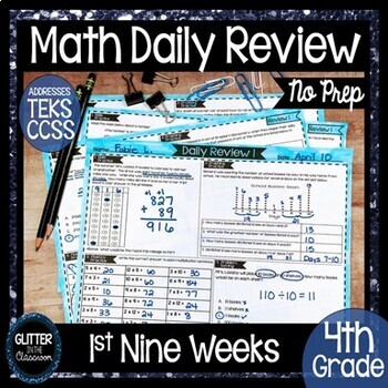 Preview of 4th Grade Daily Math Warm Up - Spiral Review - 1st Nine Weeks - Math Practice