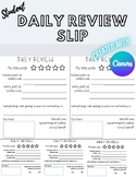 Daily Review Student Slip - My Day Was Exit Slip - End of 