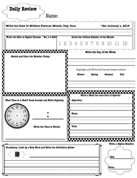 Preview of Daily Review Worksheet