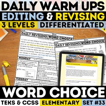 Preview of Revising Word Choice Writing STAAR Warm Up Practice Worksheets 3rd 4th 5th grade