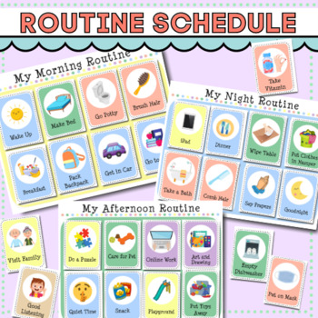 Preview of Daily Routine Schedule with Cards for Toddlers, Preschool, Kindergarten