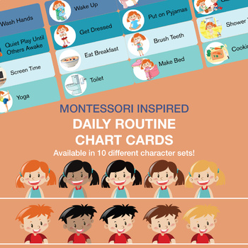 Preview of Daily Routine Chart Cards - Brunette Hair Boy (other character sets available)