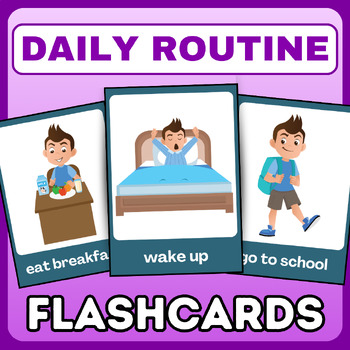 Preview of Daily Routine Flashcards Vocabulary - beginner english