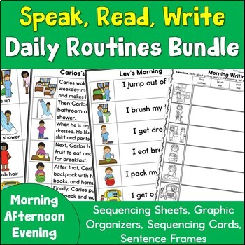 Preview of Daily Routine Reading, Speaking, Writing Bundle