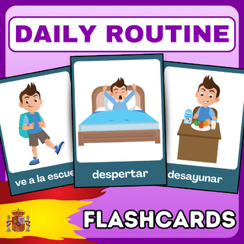 Preview of Daily Routine (Rutina diaria) Flashcards Vocabulary - beginner spanish