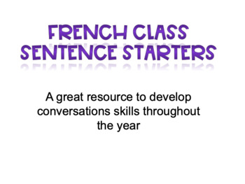 Preview of French Sentence Starters For Everyday Speaking  (Beginner Level)