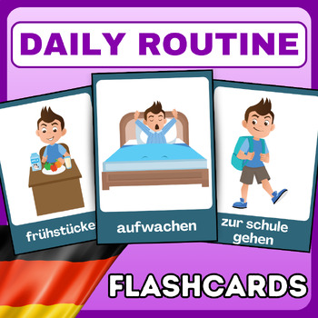 Preview of Daily Routine (Tägliche Routine) Flashcards Vocabulary - beginner German