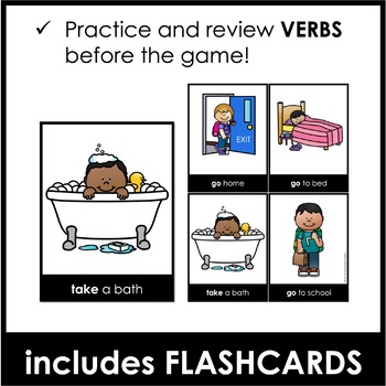 Daily Routine Verb Bingo Game, Home and School Verbs ESL Activity &  Flashcards