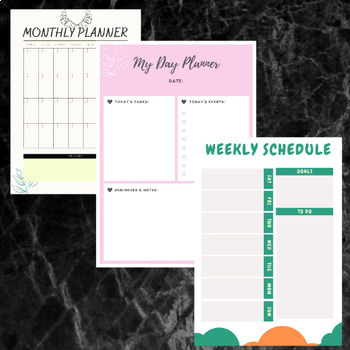 Daily Routine, Weekly Planner Printable To Do List, Monthly planner, Weekly