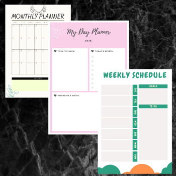 Preview of Daily Routine, Weekly Planner Printable To Do List, Monthly planner, Weekly