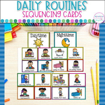 Preview of Daily Routines - Sequencing Picture Cards, Graphic Organizers, Sorting Activity