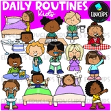 Daily Routines Kids Clip Art Set {Educlips Clipart}