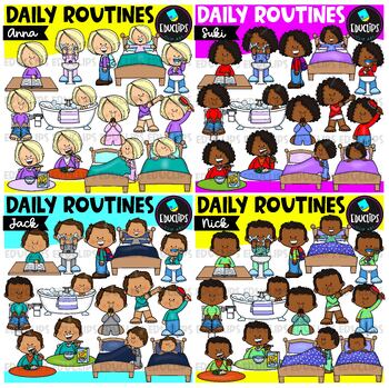 Preview of Daily Routines Clipart Collection {Educlips Clipart}