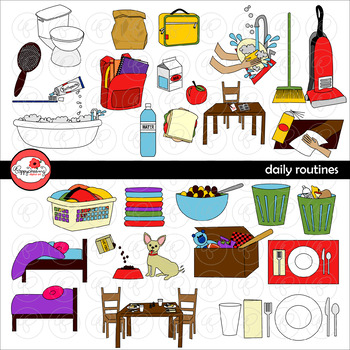 Preview of Daily Routines Clipart by Poppydreamz