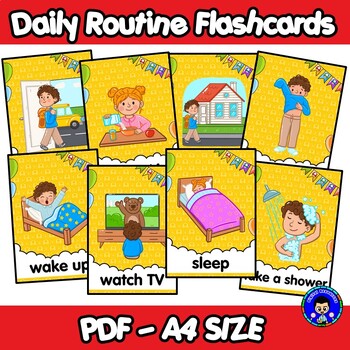 Preview of Daily Routine Flashcards / Mario Bros Theme / Picture Cards